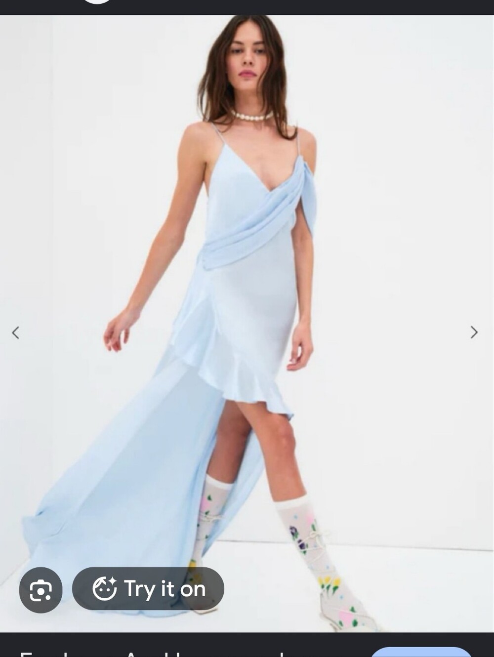 For Love & Lemons James Maxi Pale Blue High-Low Slip Dress